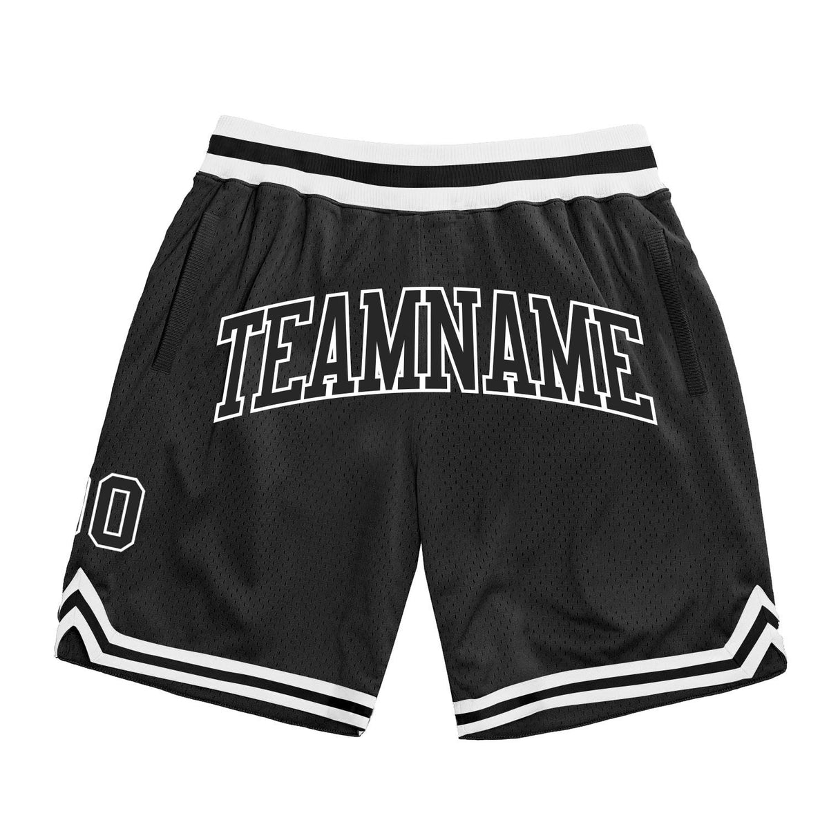 Custom Black Black-White Authentic Throwback Basketball Shorts photo 1