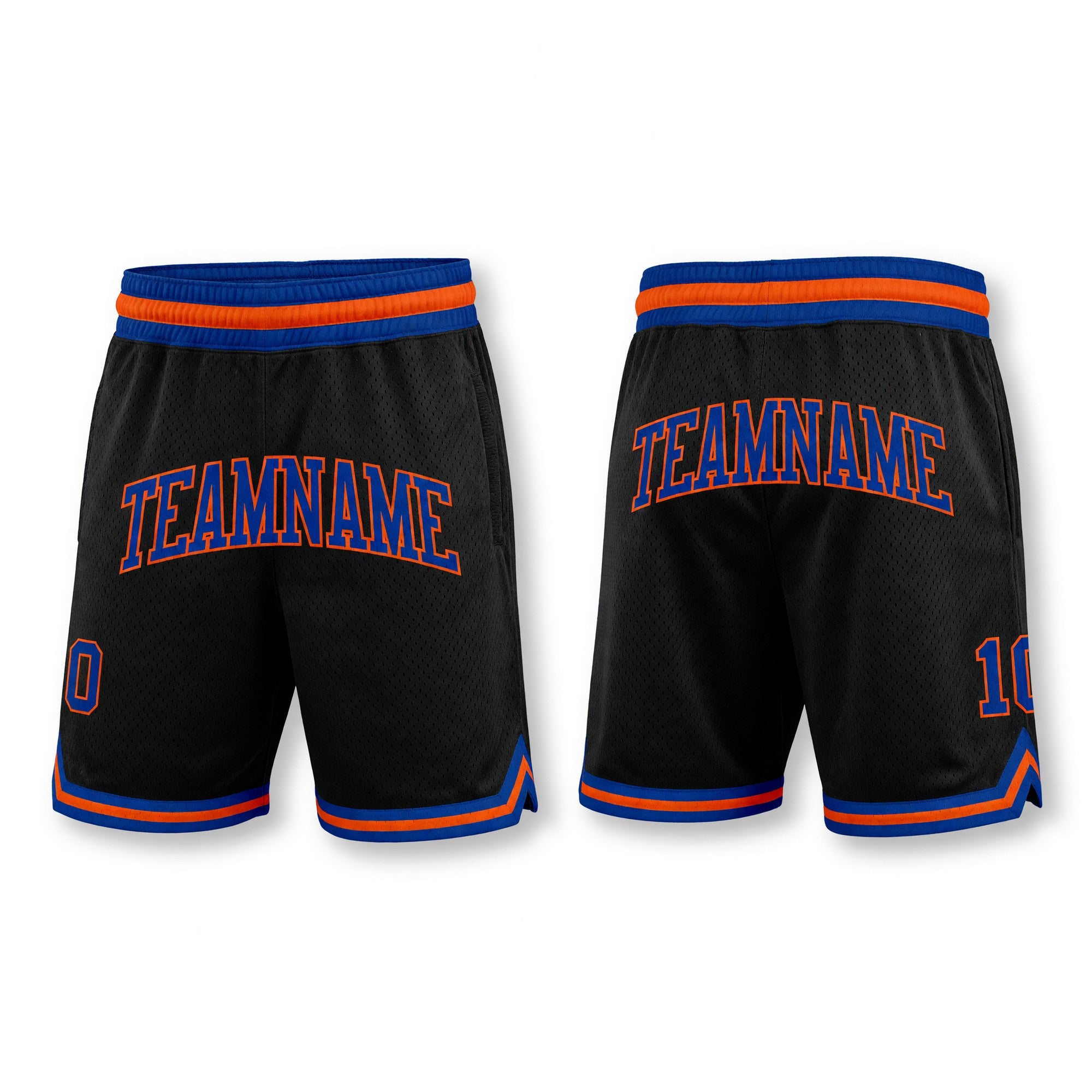Custom Black Royal-Orange Authentic Throwback Basketball Shorts