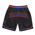 Custom Black Royal-Orange Authentic Throwback Basketball Shorts photo 1