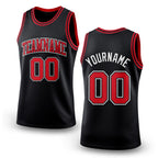 Custom Black Red-White Authentic Throwback Basketball Jersey