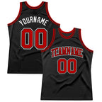 Custom Black Red-White Authentic Throwback Basketball Jersey photo 1