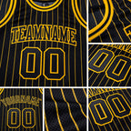 Custom Black Gold Pinstripe Black-Gold Authentic Basketball Jersey detail