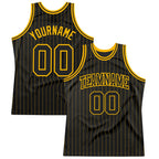 Custom Black Gold Pinstripe Black-Gold Authentic Basketball Jersey photo 1