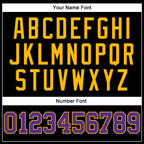 Custom Black Gold Pinstripe Purple-Gold Authentic Basketball Jersey photo 3