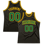 Custom Black Gold Pinstripe Kelly Green-Gold Authentic Basketball Jersey photo 1