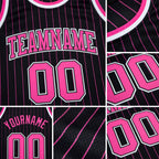Custom Black Pink Pinstripe Pink-Black Authentic Basketball Jersey detail