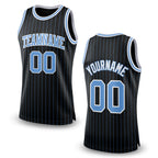 Custom Black Light Blue Pinstripe Light Blue-White Authentic Basketball Jersey