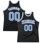 Custom Black Light Blue Pinstripe Light Blue-White Authentic Basketball Jersey photo 1