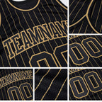 Custom Black Old Gold Pinstripe Black-Old Gold Authentic Basketball Jersey detail