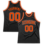 Custom Black Gray Pinstripe Orange-Gray Authentic Basketball Jersey photo 1
