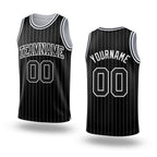 Custom Black White Pinstripe Black-White Authentic Basketball Jersey