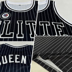 Custom Black White Pinstripe Black-White Authentic Basketball Jersey photo 2