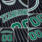 Custom Black White Pinstripe Kelly Green-White Authentic Basketball Jersey detail