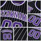 Custom Black White Pinstripe Purple-White Authentic Basketball Jersey detail
