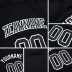 Custom Black White Authentic Throwback Basketball Jersey detail