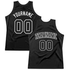 Custom Black White Authentic Throwback Basketball Jersey photo 1