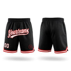 Custom Black White-Red Authentic Throwback Basketball Shorts