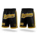 Custom Black Gold-White Authentic Throwback Basketball Shorts