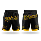 Custom Black Gold Authentic Throwback Basketball Shorts