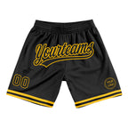 Custom Black Gold Authentic Throwback Basketball Shorts photo 1