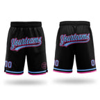 Custom Black Light Blue-Pink Authentic Throwback Basketball Shorts