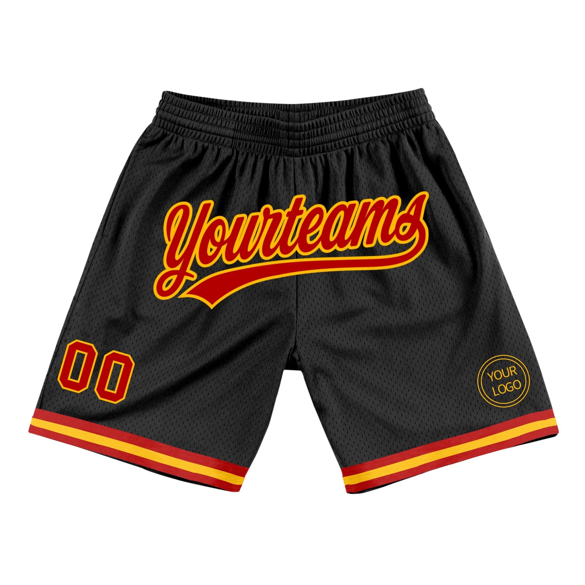 Custom Black Red-Gold Authentic Throwback Basketball Shorts photo 1