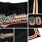 Custom Black Vintage USA Flag-Cream Authentic Throwback Basketball Shorts detail