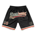 Custom Black Vintage USA Flag-Cream Authentic Throwback Basketball Shorts photo 1