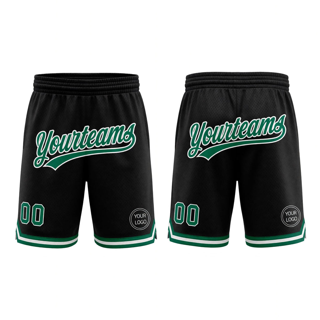 Custom Black Kelly Green-White Authentic Throwback Basketball Shorts