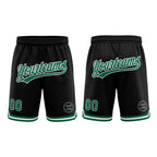 Custom Black Kelly Green-White Authentic Throwback Basketball Shorts