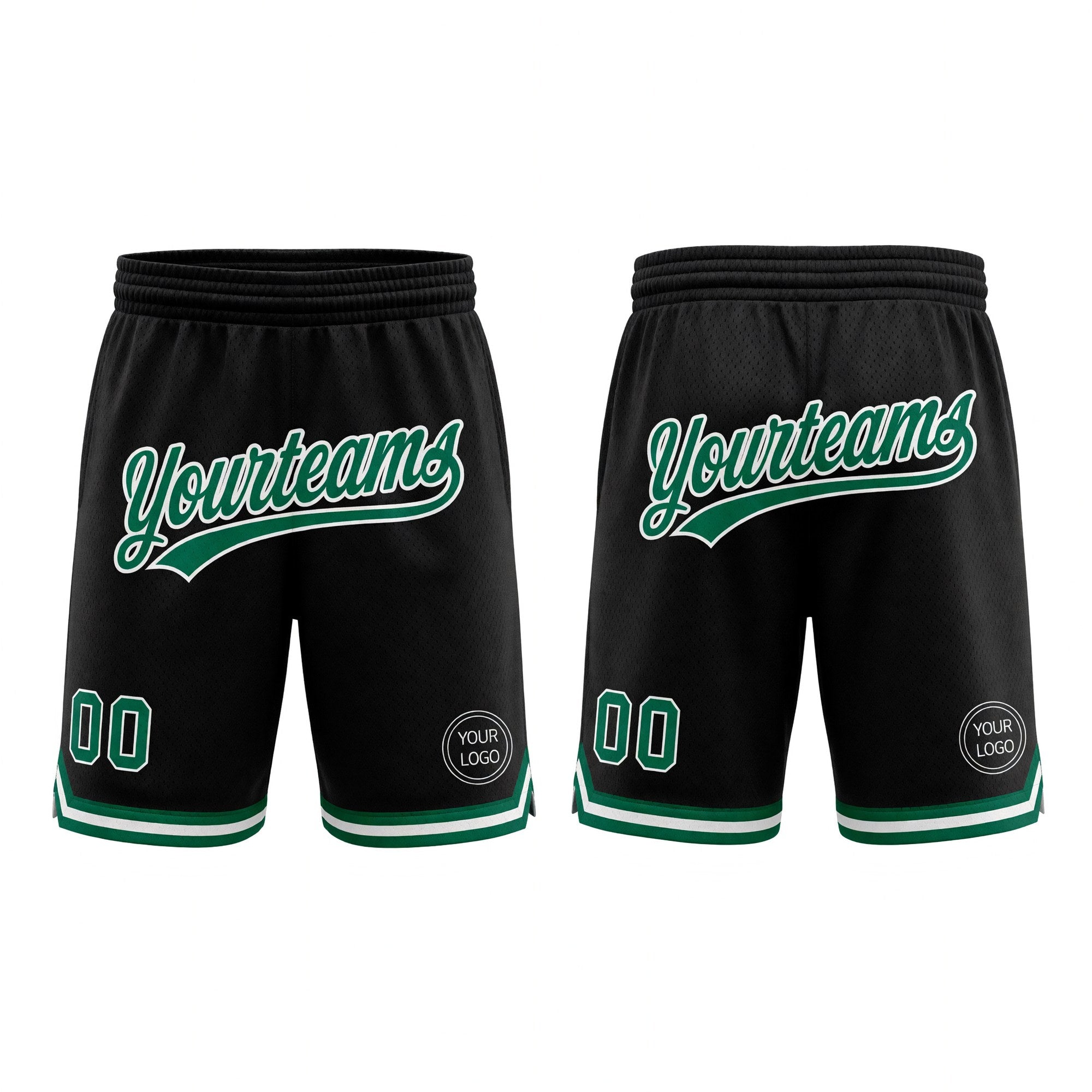 Custom Black Kelly Green-White Authentic Throwback Basketball Shorts