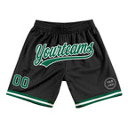 Custom Black Kelly Green-White Authentic Throwback Basketball Shorts photo 1