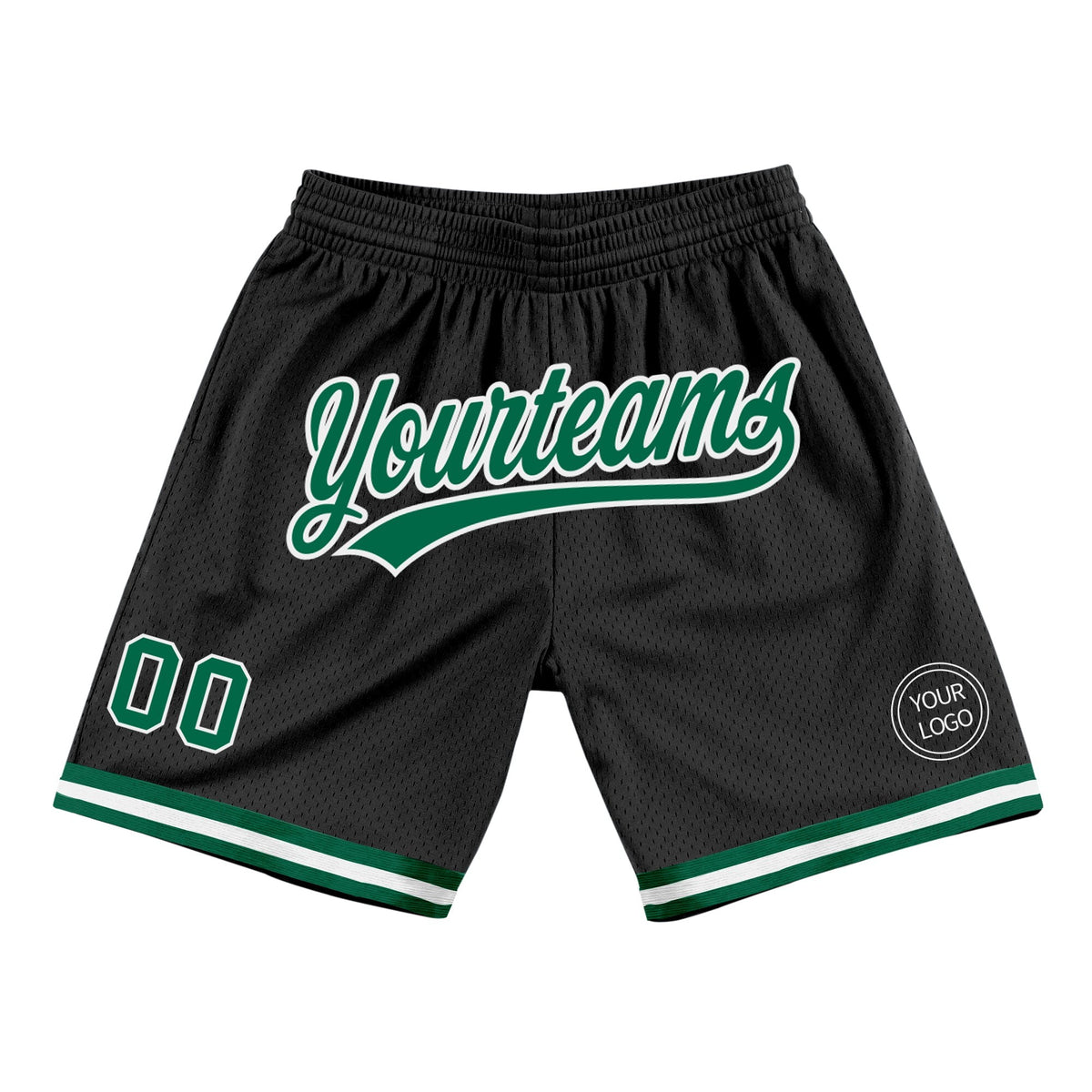 Custom Black Kelly Green-White Authentic Throwback Basketball Shorts photo 1