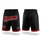 Custom Black Red-White Authentic Throwback Basketball Shorts