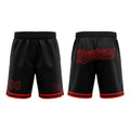 Custom Black Red Authentic Throwback Basketball Shorts