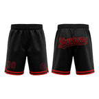 Custom Black Red Authentic Throwback Basketball Shorts
