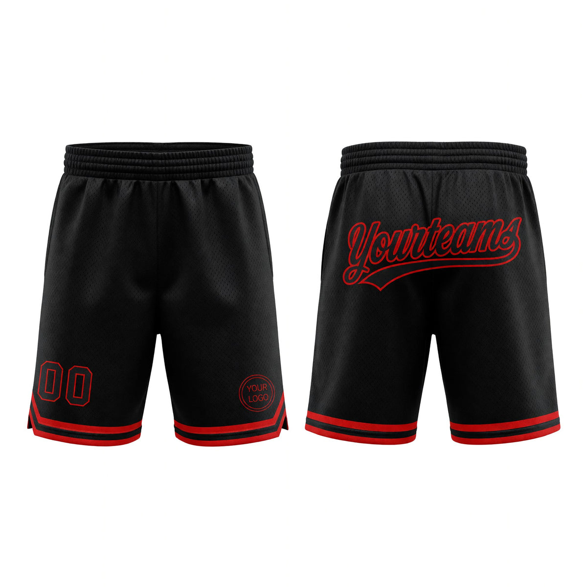 Custom Black Red Authentic Throwback Basketball Shorts