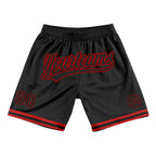 Custom Black Red Authentic Throwback Basketball Shorts photo 1