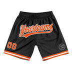 Custom Black Orange-White Authentic Throwback Basketball Shorts photo 1