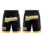 Custom Black White-Gold Authentic Throwback Basketball Shorts