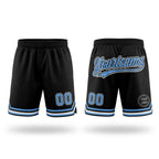 Custom Black Light Blue-White Authentic Throwback Basketball Shorts