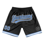Custom Black Light Blue-White Authentic Throwback Basketball Shorts photo 1