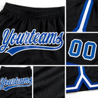 Custom Black Royal-White Authentic Throwback Basketball Shorts detail
