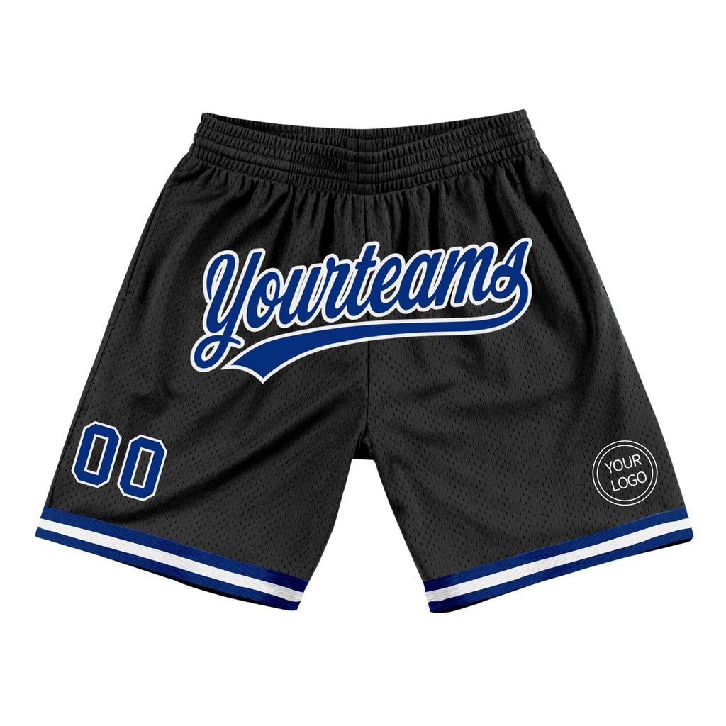 Custom Black Royal-White Authentic Throwback Basketball Shorts photo 1
