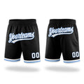 Custom Black White-Light Blue Authentic Throwback Basketball Shorts