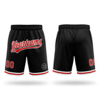 Custom Black Red-White Authentic Throwback Basketball Shorts