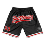 Custom Black Red-White Authentic Throwback Basketball Shorts photo 1