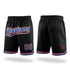Custom Black Royal-Orange Authentic Throwback Basketball Shorts