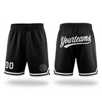 Custom Black White Authentic Throwback Basketball Shorts