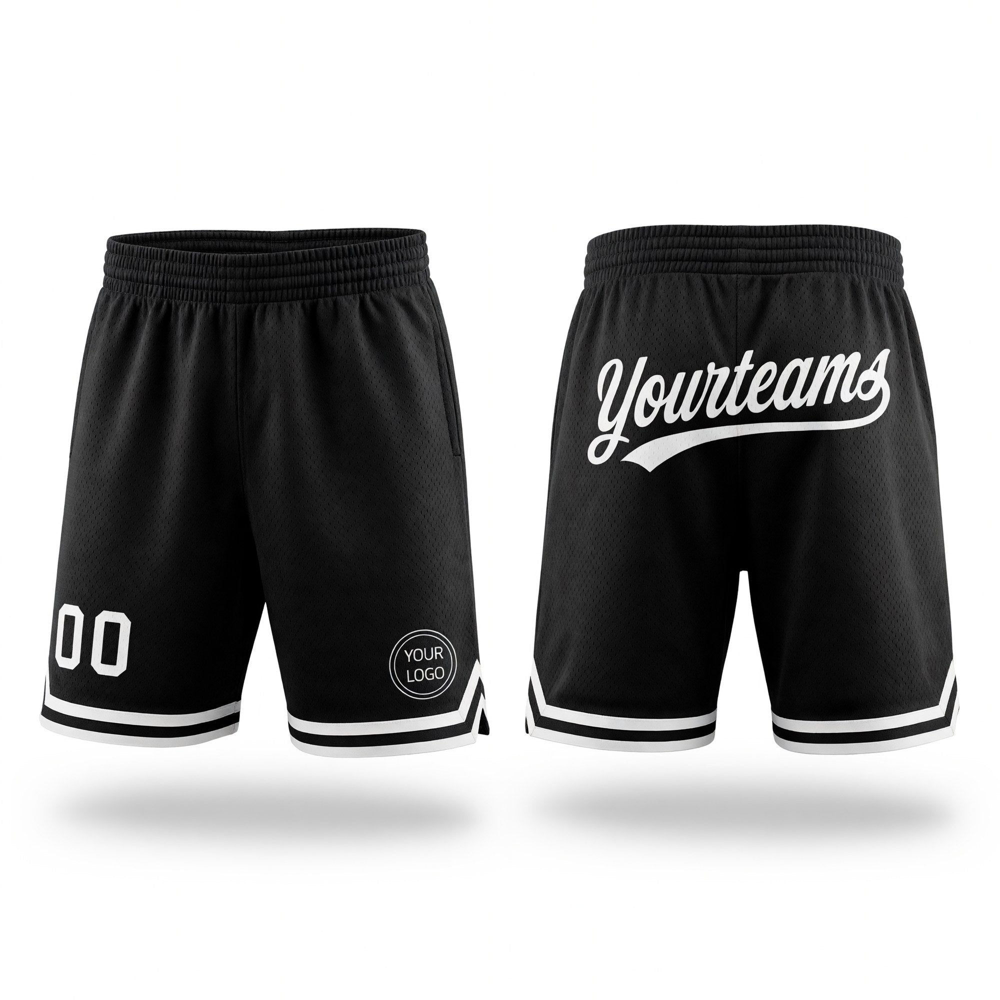 Custom Black White Authentic Throwback Basketball Shorts